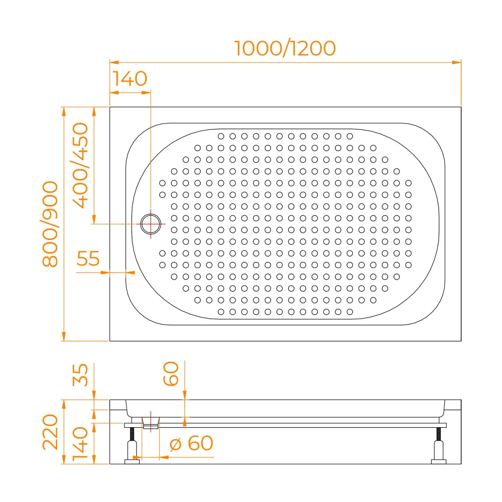 Душевой поддон прямоугольный RGW LUX/TN 80*100 от магазина Vanna-Vanna.ru!