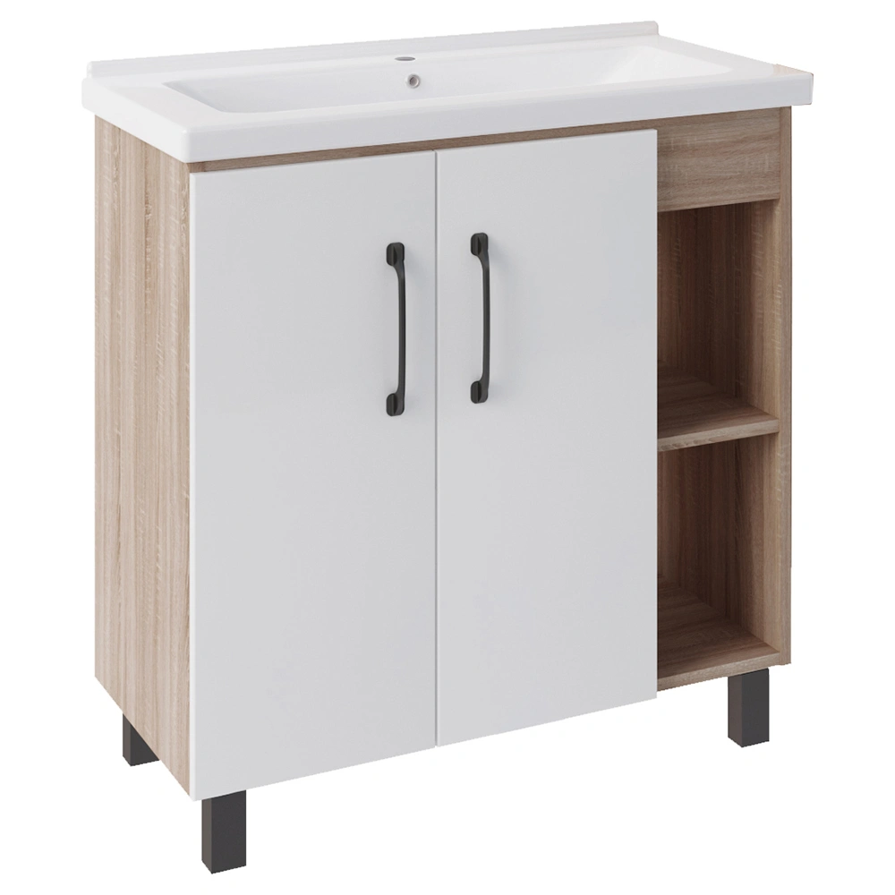 Мебель для ванной Асб-мебель Адель 80 комплект, напольный, белый/дуб сонома