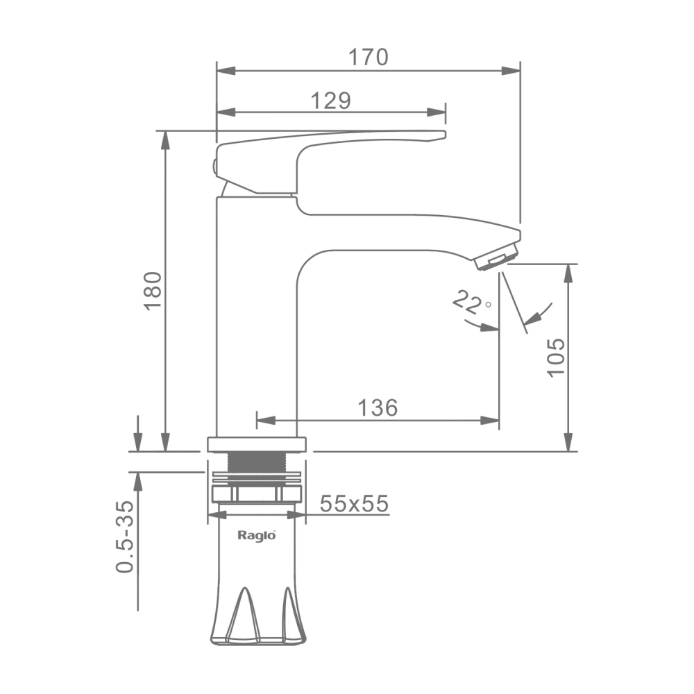 Смеситель для раковины Raglo R01.10.03, золотой сатин от магазина Vanna-Vanna.ru!