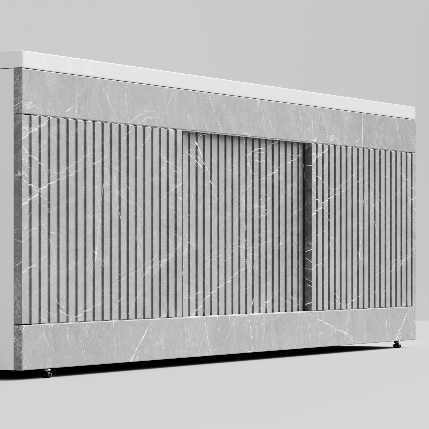 Экран под ванну Vod-ok Тач 170 раздвижной Мрамор Белый софт тач от магазина Vanna-Vanna.ru!