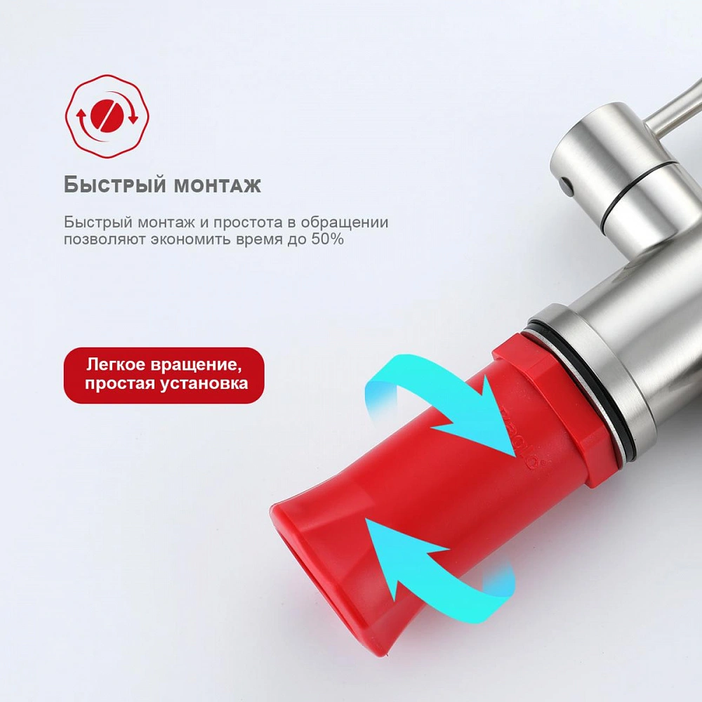 Смеситель для кухни с подключением фильтра Raglo R81.61.05, сатин