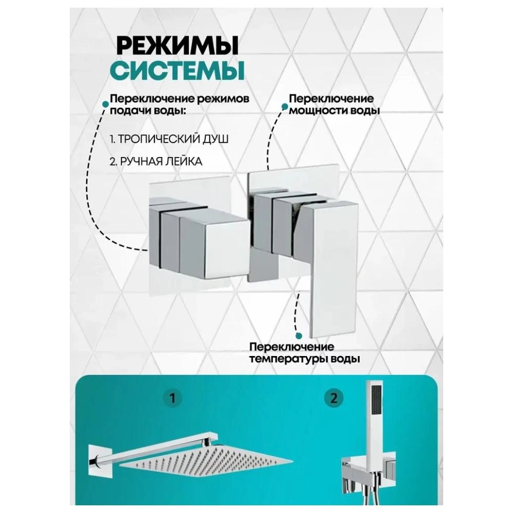 Душевая система встраиваемая (без излива) Grocenberg GB5080CR, хром от магазина Vanna-Vanna.ru!