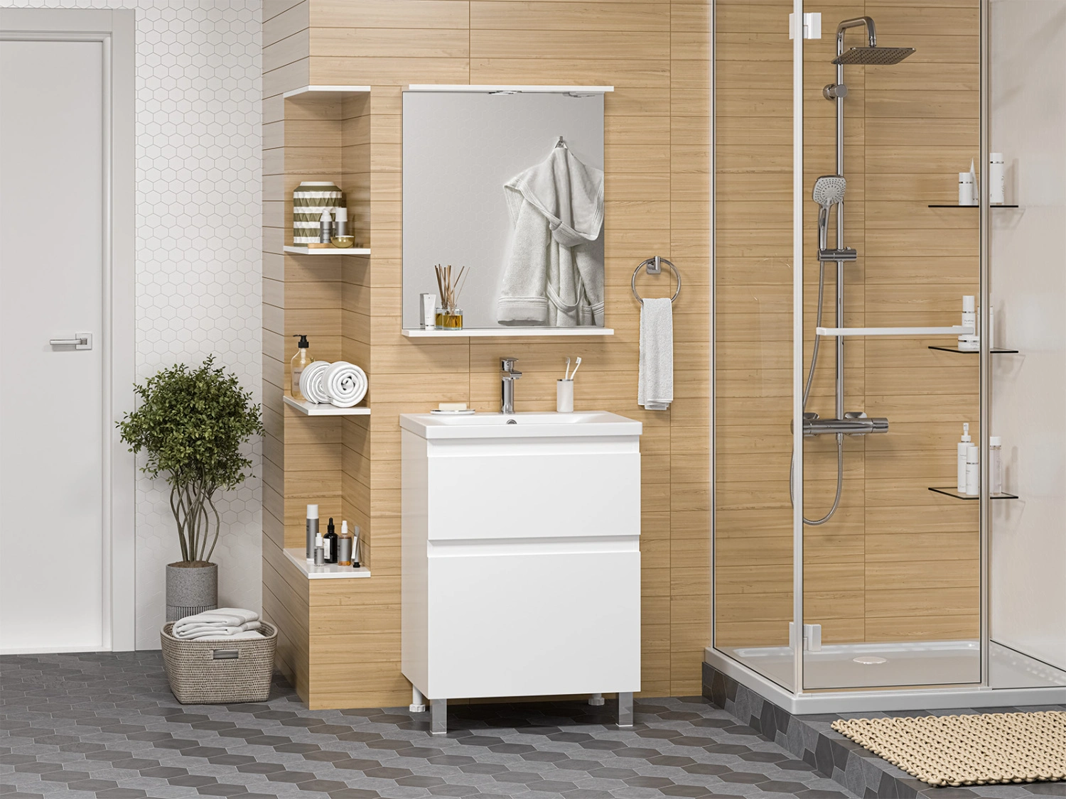 Тумба с раковиной Misty Лаки 60 белый от магазина Vanna-Vanna.ru!