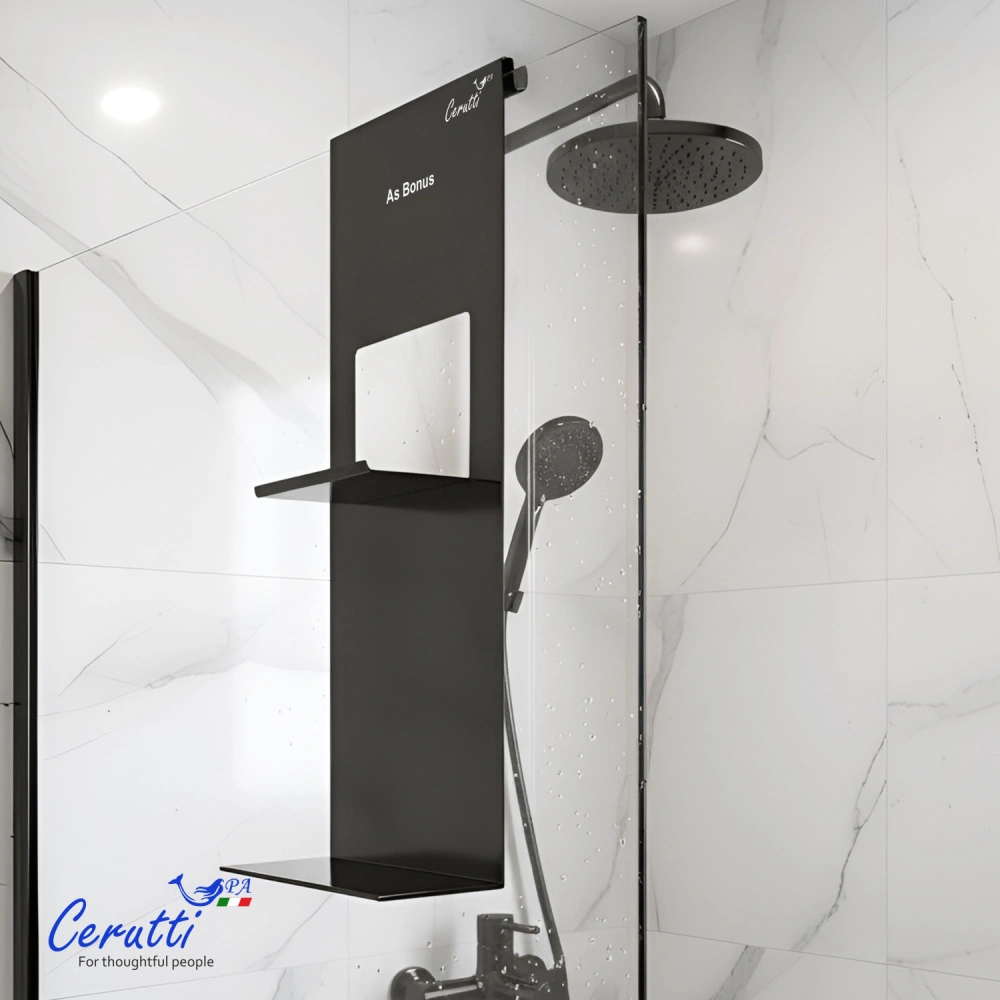 Полка навесная для ограждений и душевых кабин Ceruttispa ALLESA B черная от магазина Vanna-Vanna.ru!