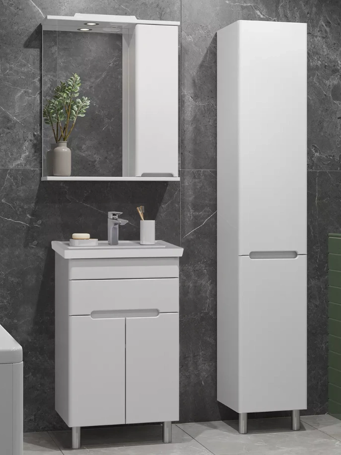 Тумба напольная SanStar Модена 50 с раковиной Moduo 50, белая от магазина Vanna-Vanna.ru!