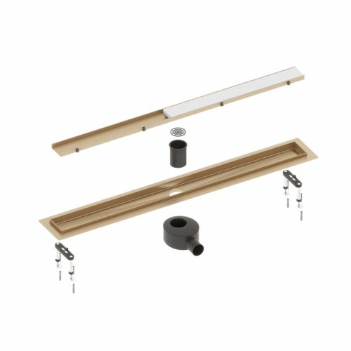 Душевой лоток TIMO Drain System 600 с двусторонней панелью "plate" под плитку, Золото матовое от магазина Vanna-Vanna.ru!