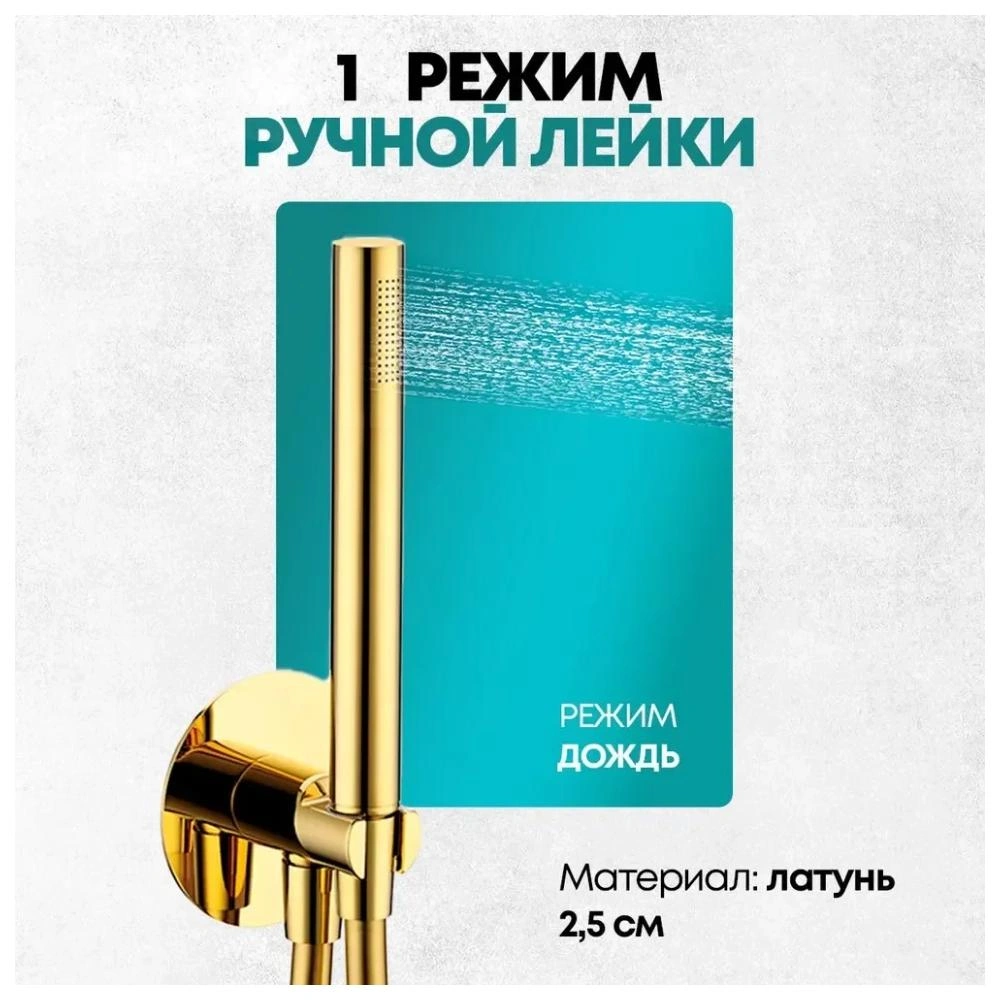 Душевая система встраиваемая (без излива) Grocenberg GB5090GO, золото от магазина Vanna-Vanna.ru!