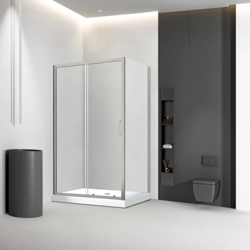 Душевой угол Veconi Rovigo RV-046BС, 1500х1200х1950, никель брашинг, стекло прозрачное от магазина Vanna-Vanna.ru!