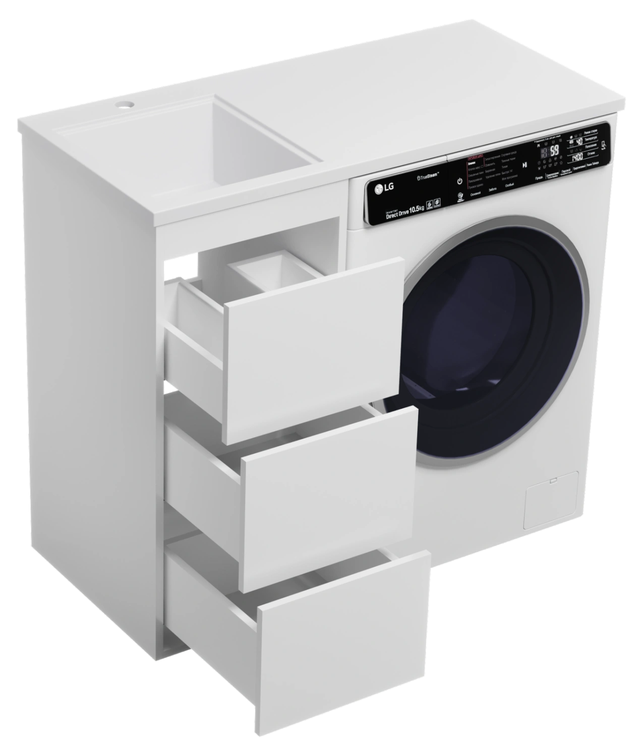 Тумба с раковиной Brevita Grafit 40 под стиральную машину, с раковиной Misty Гавана 100 L, белый от магазина Vanna-Vanna.ru!