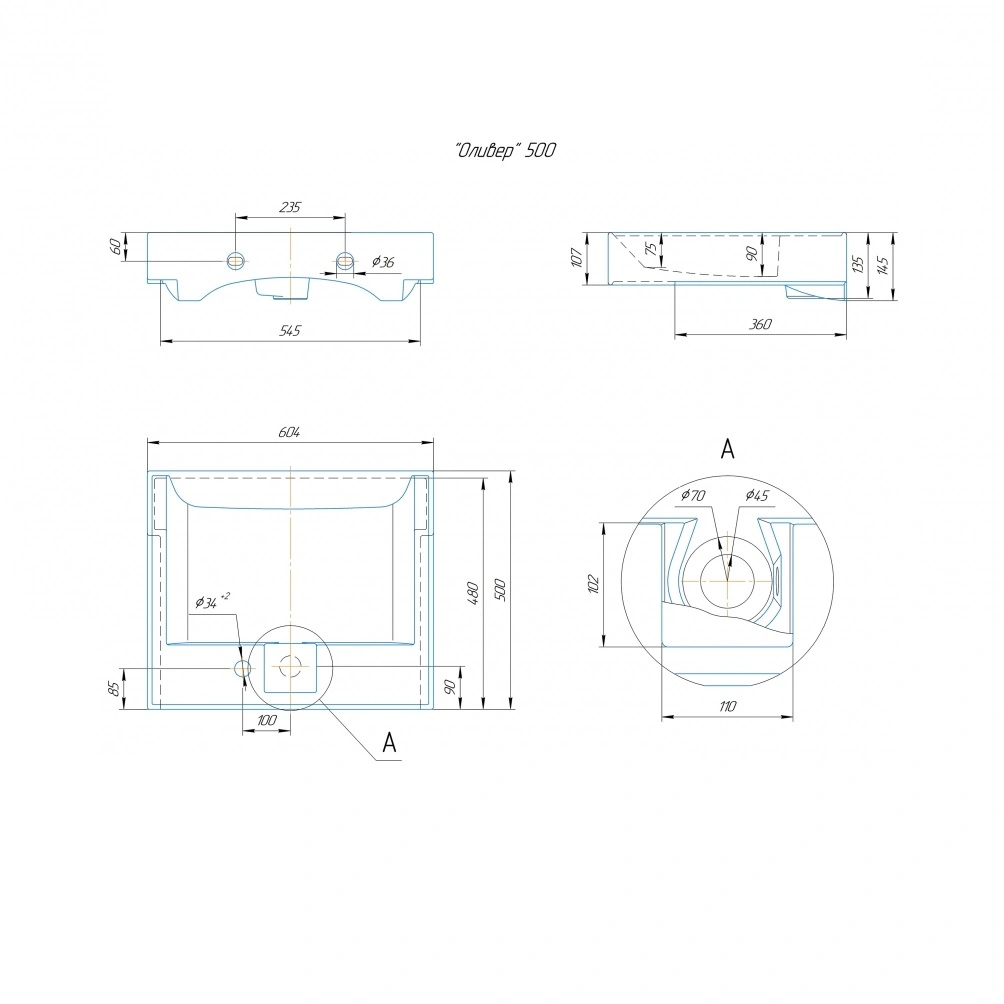 Раковина Санта Valleri Оливер 50х60 белая от магазина Vanna-Vanna.ru!