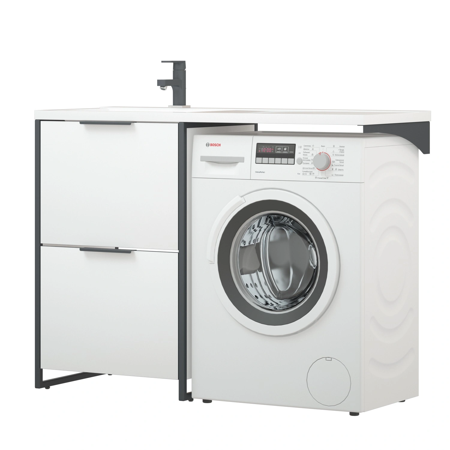 Тумба напольная Corozo Гера 120 Z с раковиной Мадлен 120 L, белый от магазина Vanna-Vanna.ru!