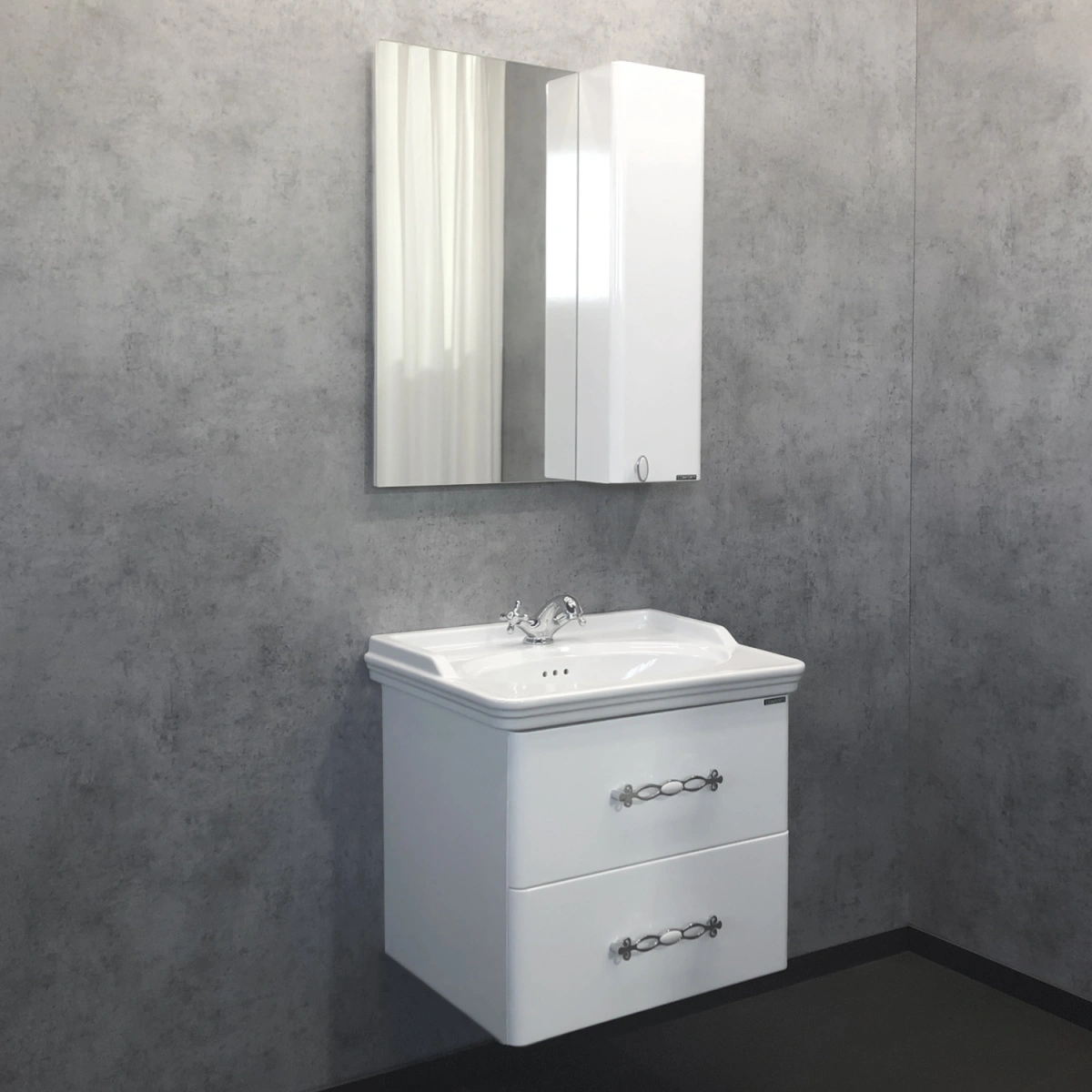 Тумба подвесная Comforty Неаполь-65 белый глянец с раковиной 50165 от магазина Vanna-Vanna.ru!