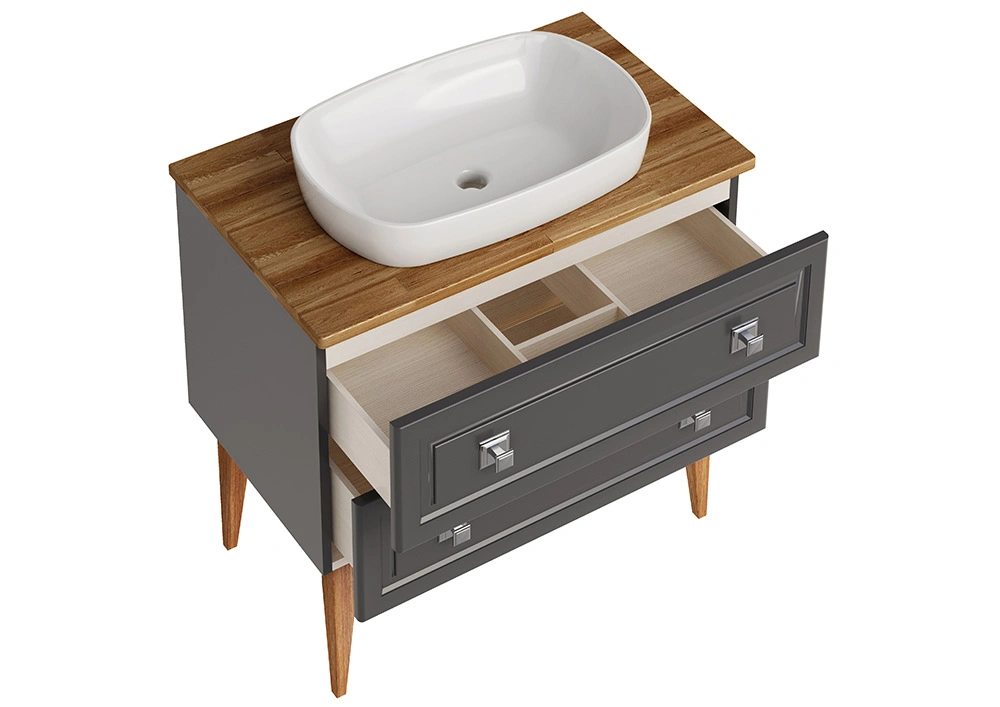 Мебель для ванной ASB Woodline Каталина 80 комплект, подвесной, grey, хром от магазина Vanna-Vanna.ru!