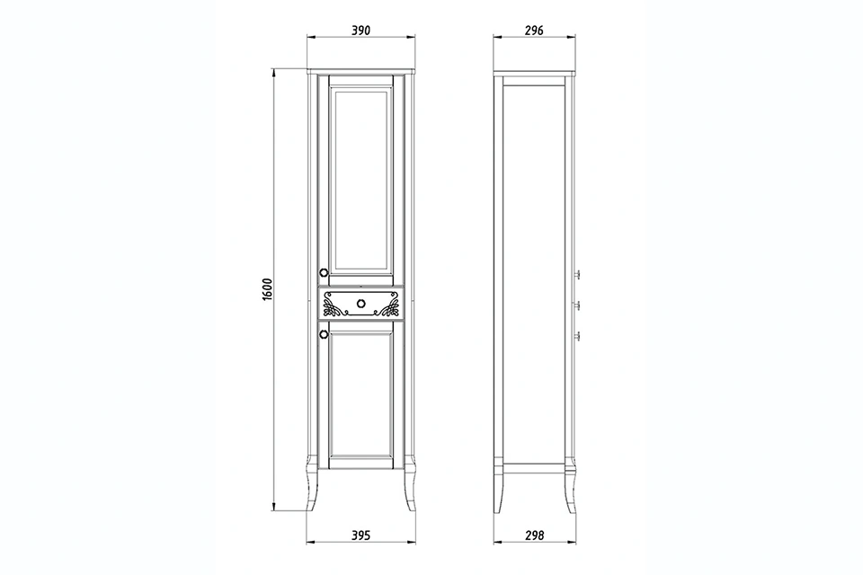 Пенал ASB Woodline Салерно 40 R напольный, белый, патина серебро от магазина Vanna-Vanna.ru!