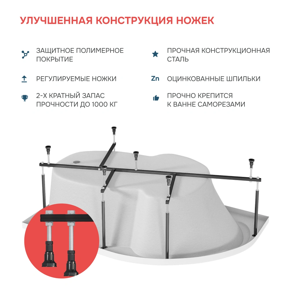 Ванна 1Marka DIANA 170x105 R Комплект Стандарт 2+ от магазина Vanna-Vanna.ru!