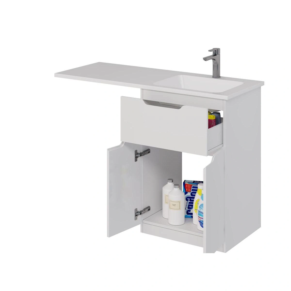 Тумба напольная Dreja Vega 60 см, с раковиной 120 чаша слева, белый от магазина Vanna-Vanna.ru!