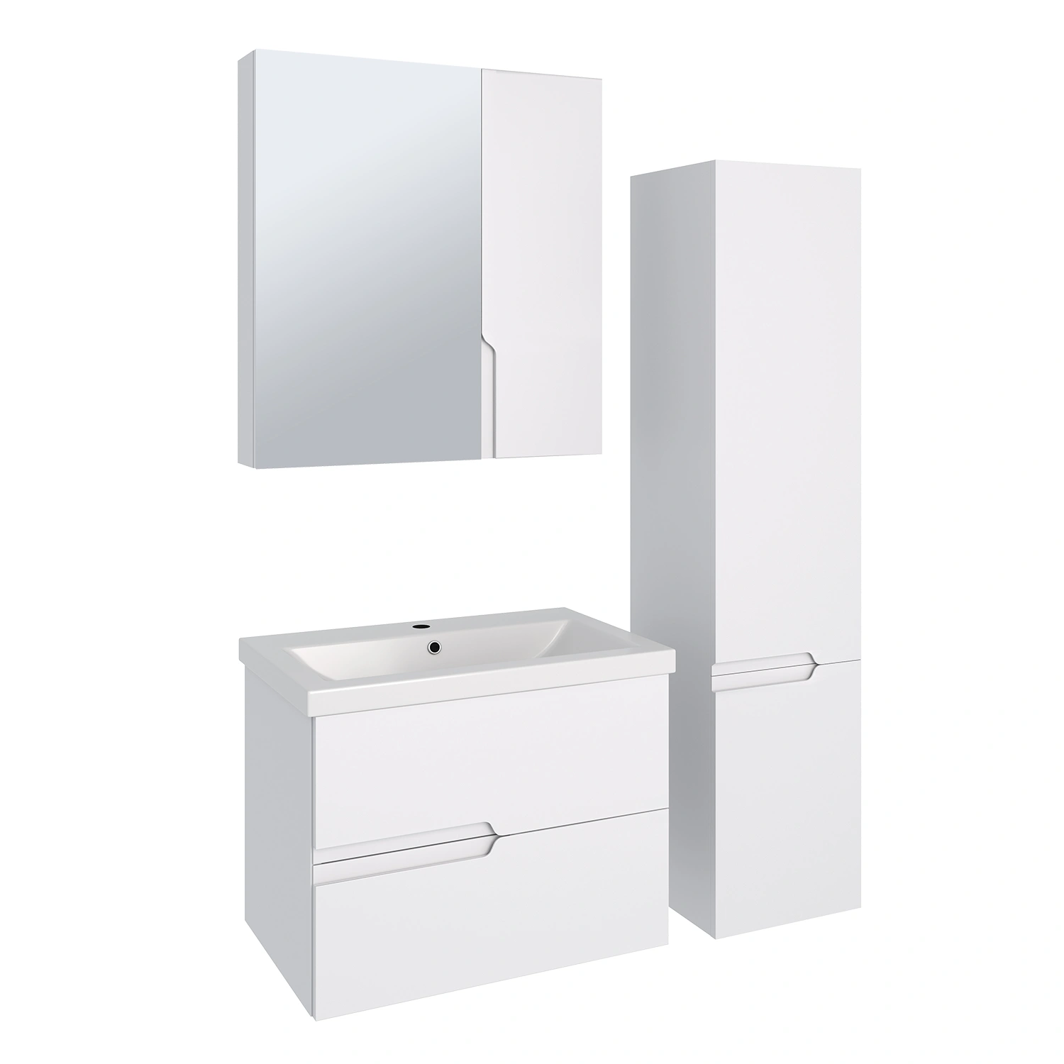 Тумба подвесная Runo Стокгольм 70 с раковиной Como 70, белый от магазина Vanna-Vanna.ru!