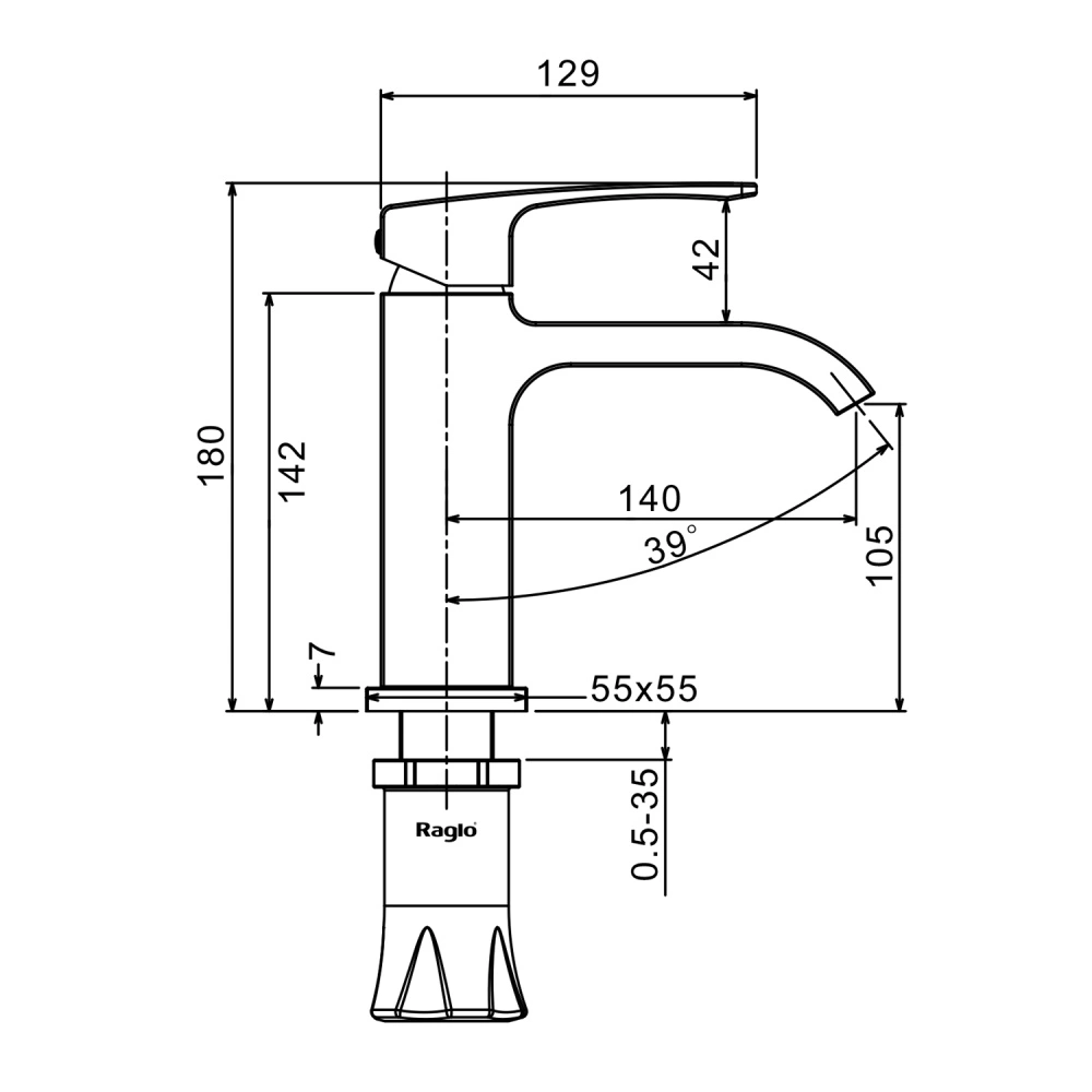 Смеситель для раковины Raglo R02.10.06, черный от магазина Vanna-Vanna.ru!