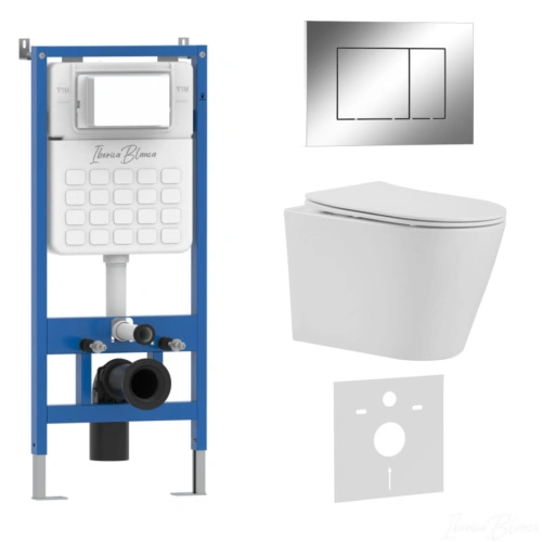 Комплект 3в1 IBERICA BLANCA инсталляция SILENCIO, унитаз BURGOS ALTO белый, кнопка смыва ESTI-S хром глянцевый (IB001.BRA.234.852) от магазина Vanna-Vanna.ru!