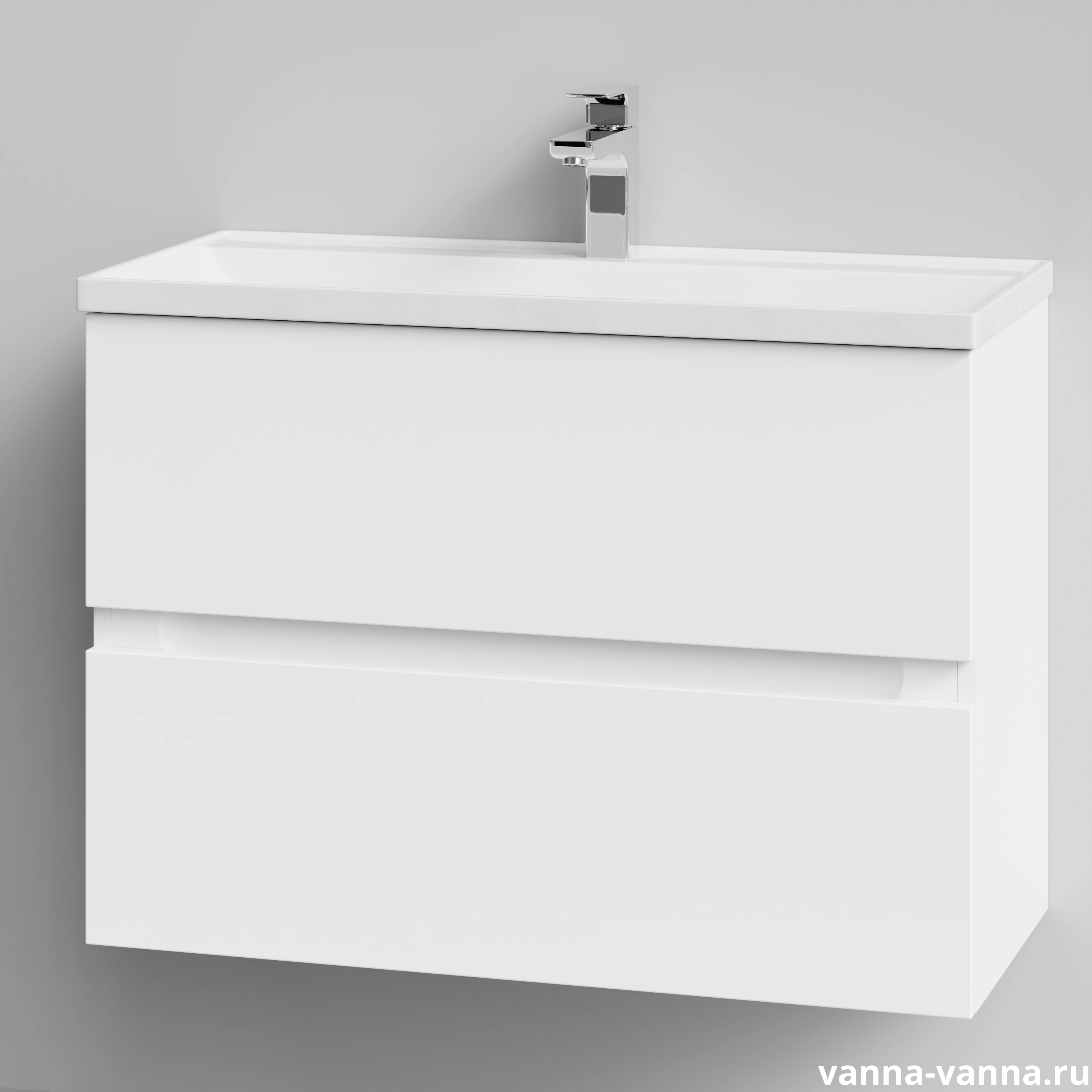Тумба подвесная Vod-ok Слим 80 с раковиной Classica Slim 80, белый от магазина Vanna-Vanna.ru!