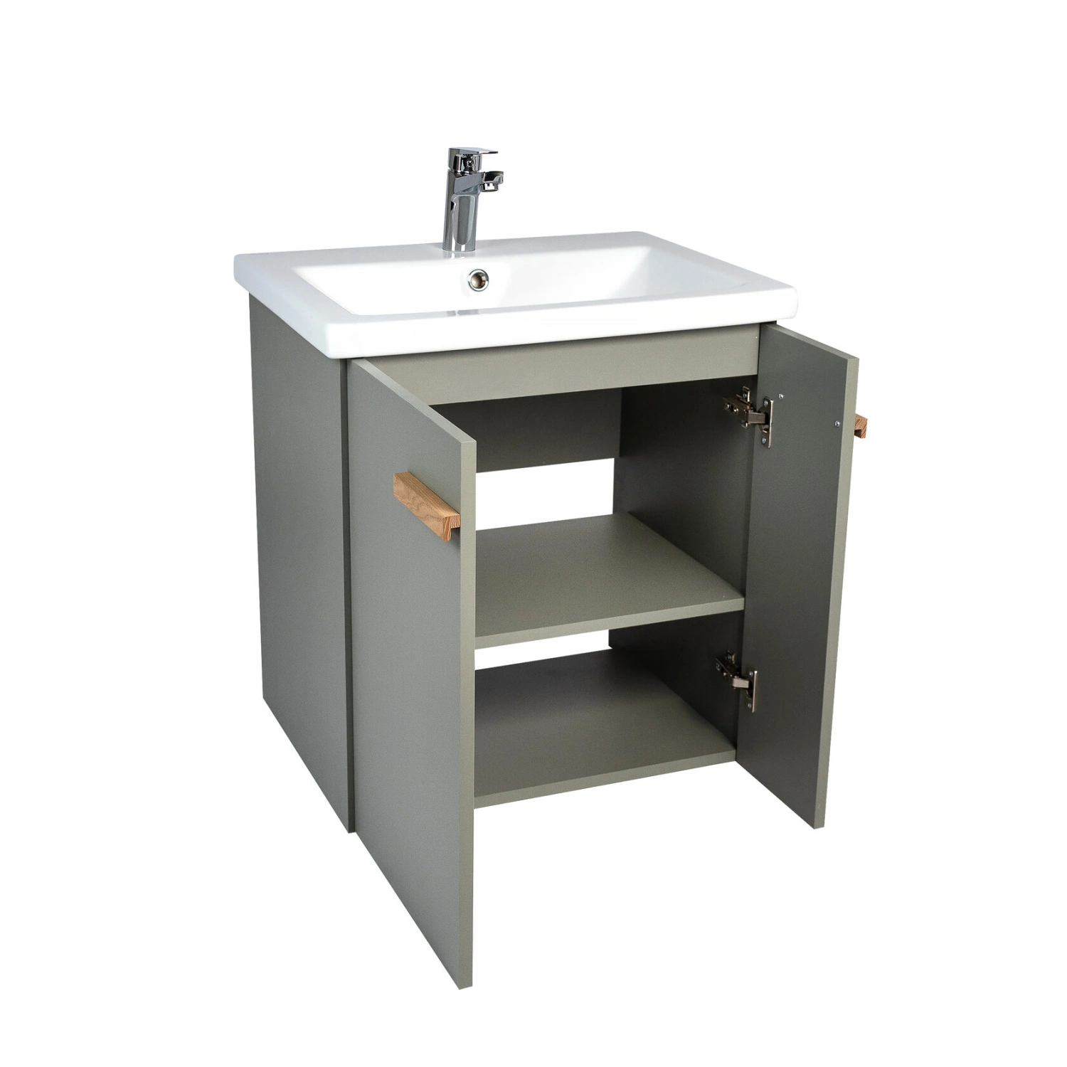 Тумба подвесная Viant Мюнхен 60 с раковиной Como 60, хаки от магазина Vanna-Vanna.ru!