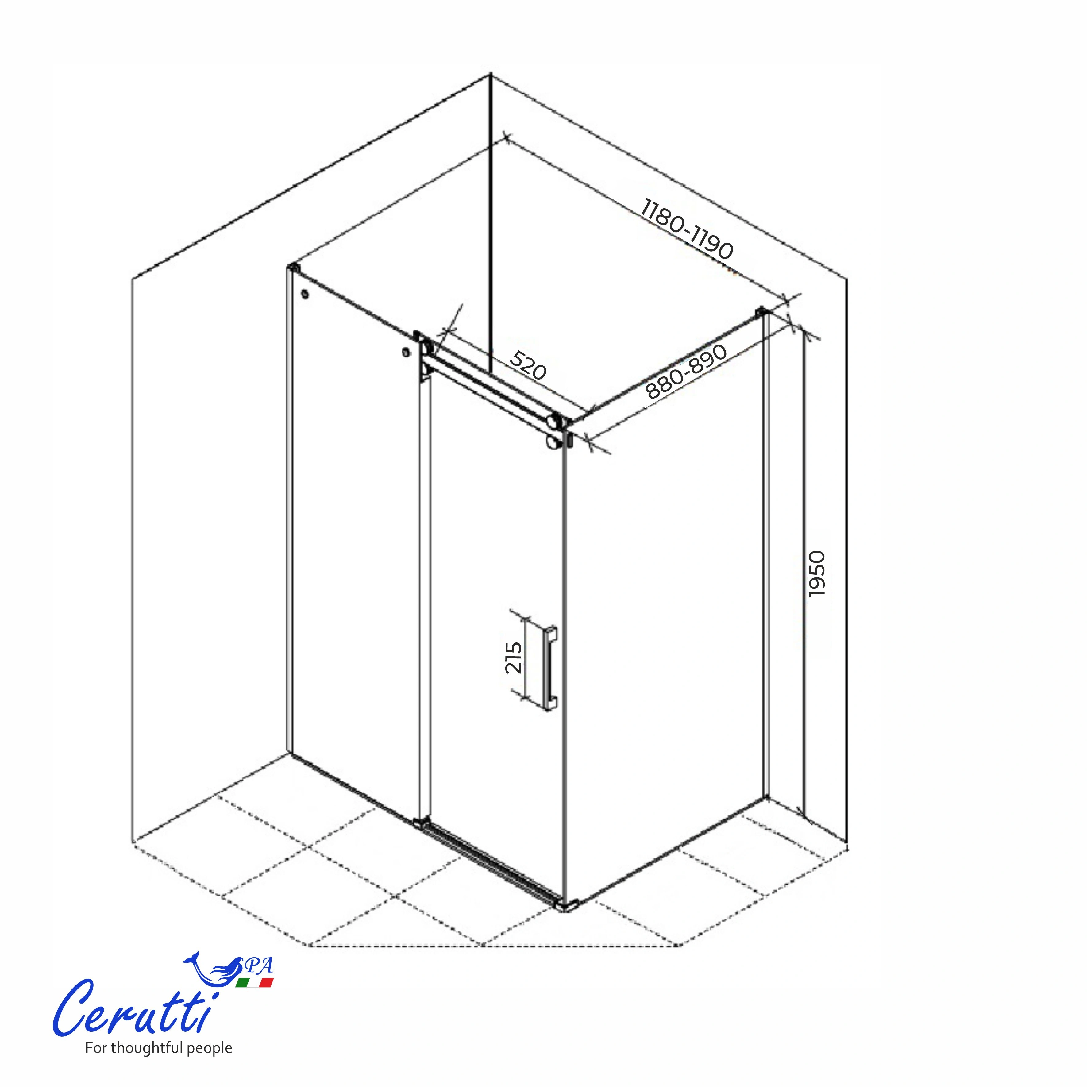 Душевое ограждение Ceruttispa ЧЕЗАС (CEZA'S) 120BF L (120x90x195) от магазина Vanna-Vanna.ru!