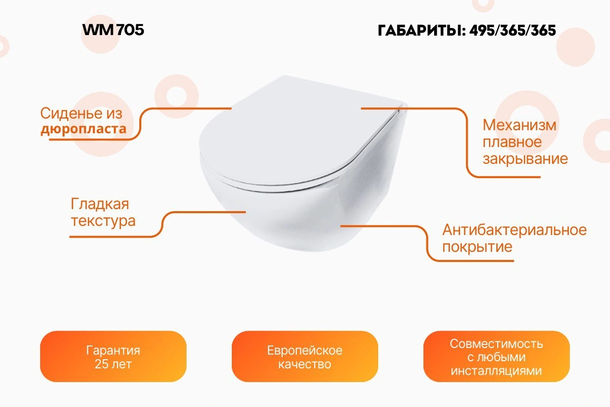 Унитаз Relisan WM 705 с инсталляцией WSIU1001, кнопка хром от магазина Vanna-Vanna.ru!