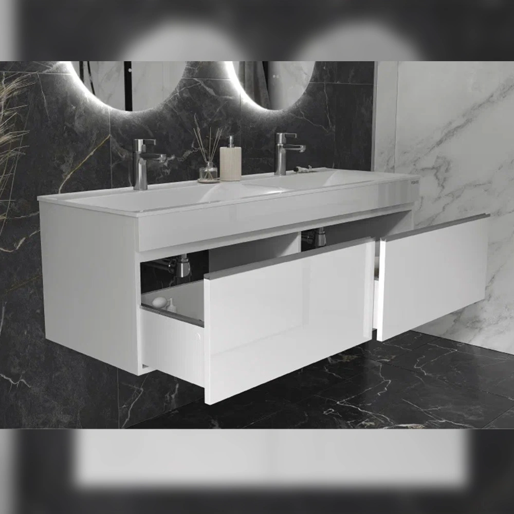 Тумба с раковиной подвесная Velvex Pulsus tp.PUL.PUL.140.2Y белый глянец, 140 см от магазина Vanna-Vanna.ru!