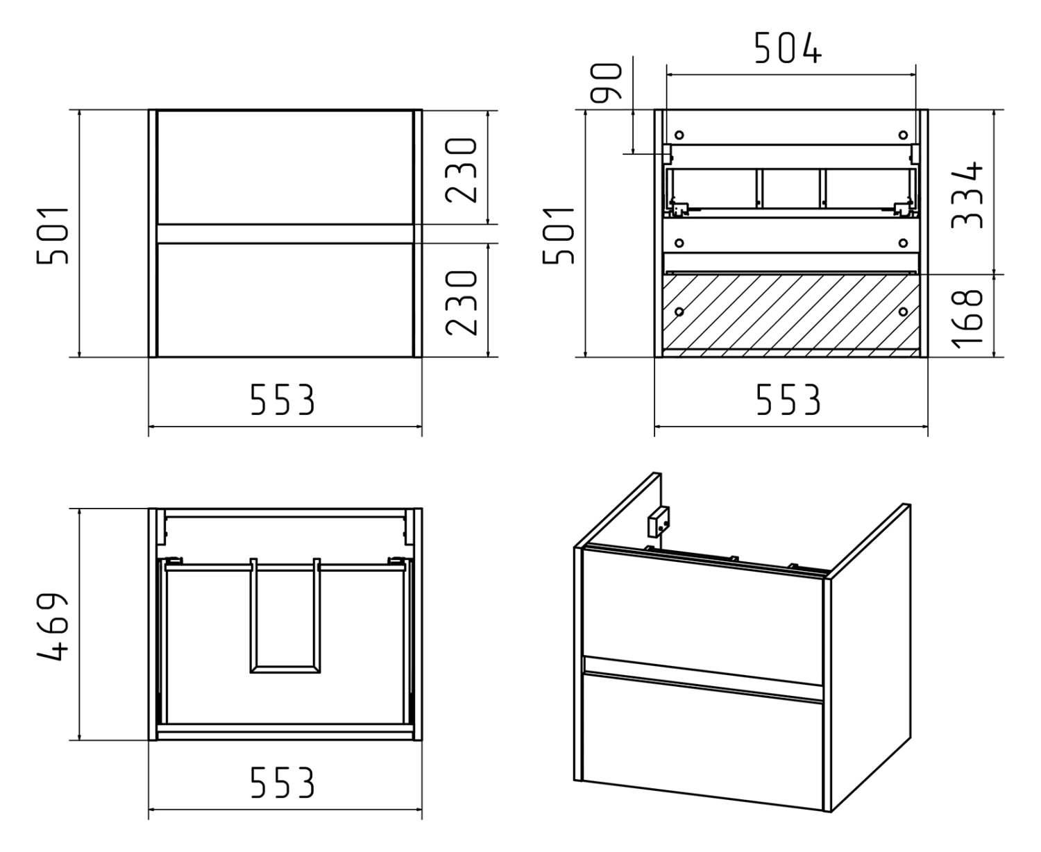 Тумба с раковиной Misty Алиса 58 подвесная от магазина Vanna-Vanna.ru!