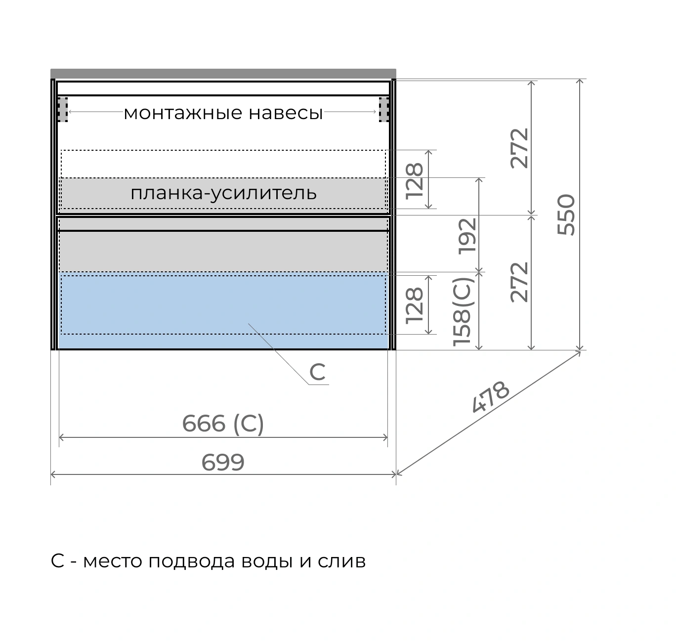 Тумба подвесная Style Line Лима 70 с раковиной Line 70, 2 ящика, белый матовый от магазина Vanna-Vanna.ru!
