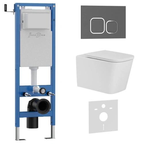 Комплект 3в1 IBERICA BLANCA инсталляция SILENCIO MINI, унитаз TOLEDO ALTO белый, кнопка смыва ESTI-Q серый матовый (IB.001M.TLA.231.837) от магазина Vanna-Vanna.ru!