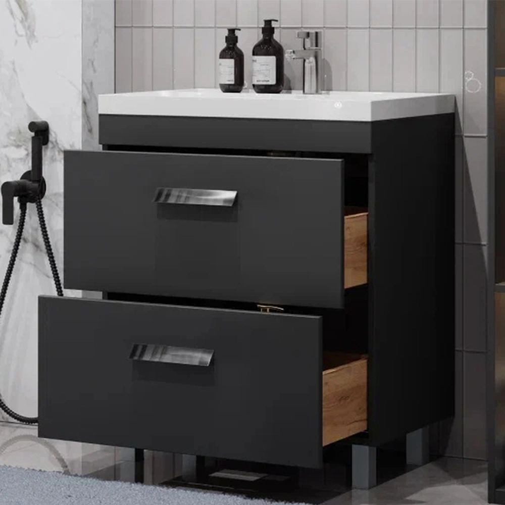 Тумба с раковиной напольная Velvex Orlando tn.ORL.CLA.70.2Y графит, 70 см от магазина Vanna-Vanna.ru!