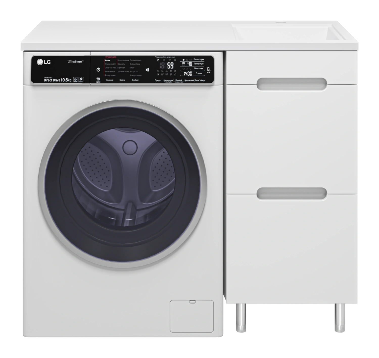 Тумба с раковиной Misty Байкал 40 под стиральную машину, с раковиной Misty Гавана 100 L, белый от магазина Vanna-Vanna.ru!