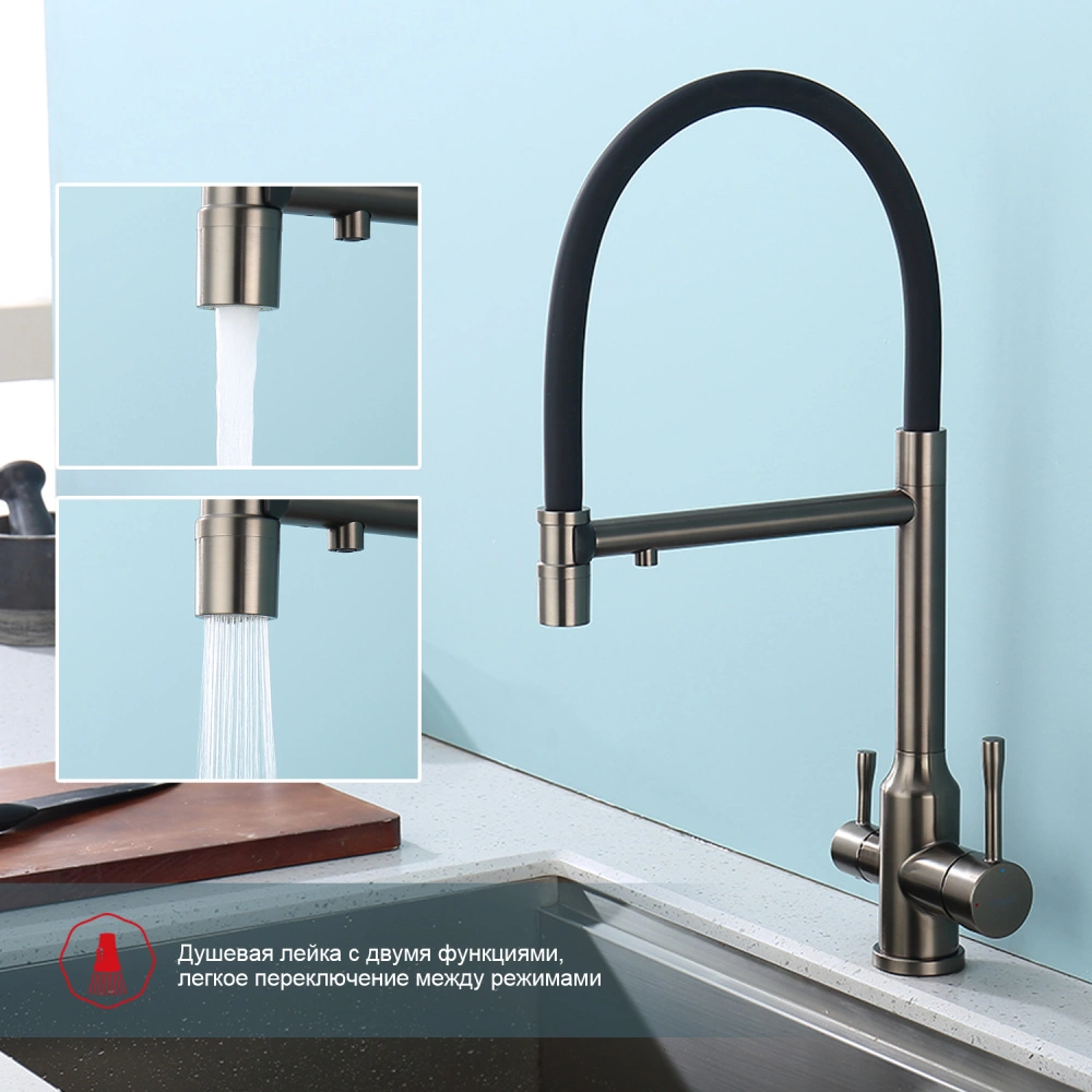 Смеситель для кухни с подключением фильтра Raglo R81.63.09, графит от магазина Vanna-Vanna.ru!