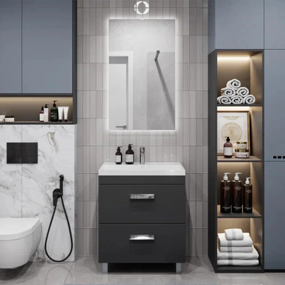 Тумба с раковиной напольная Velvex Orlando tn.ORL.CLA.70.2Y графит, 70 см от магазина Vanna-Vanna.ru!