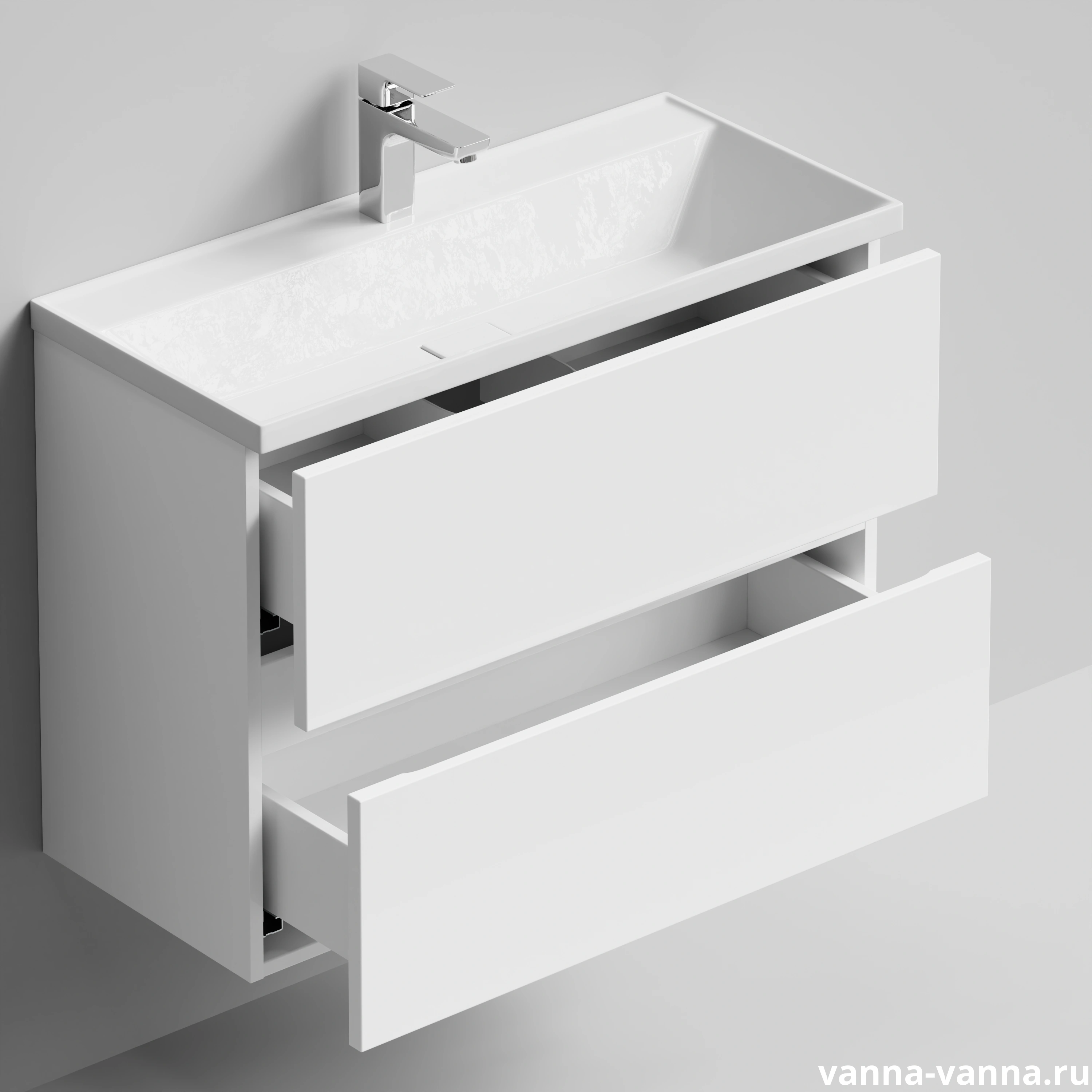 Тумба подвесная Vod-ok Слим 80 с раковиной Classica Slim 80, белый от магазина Vanna-Vanna.ru!