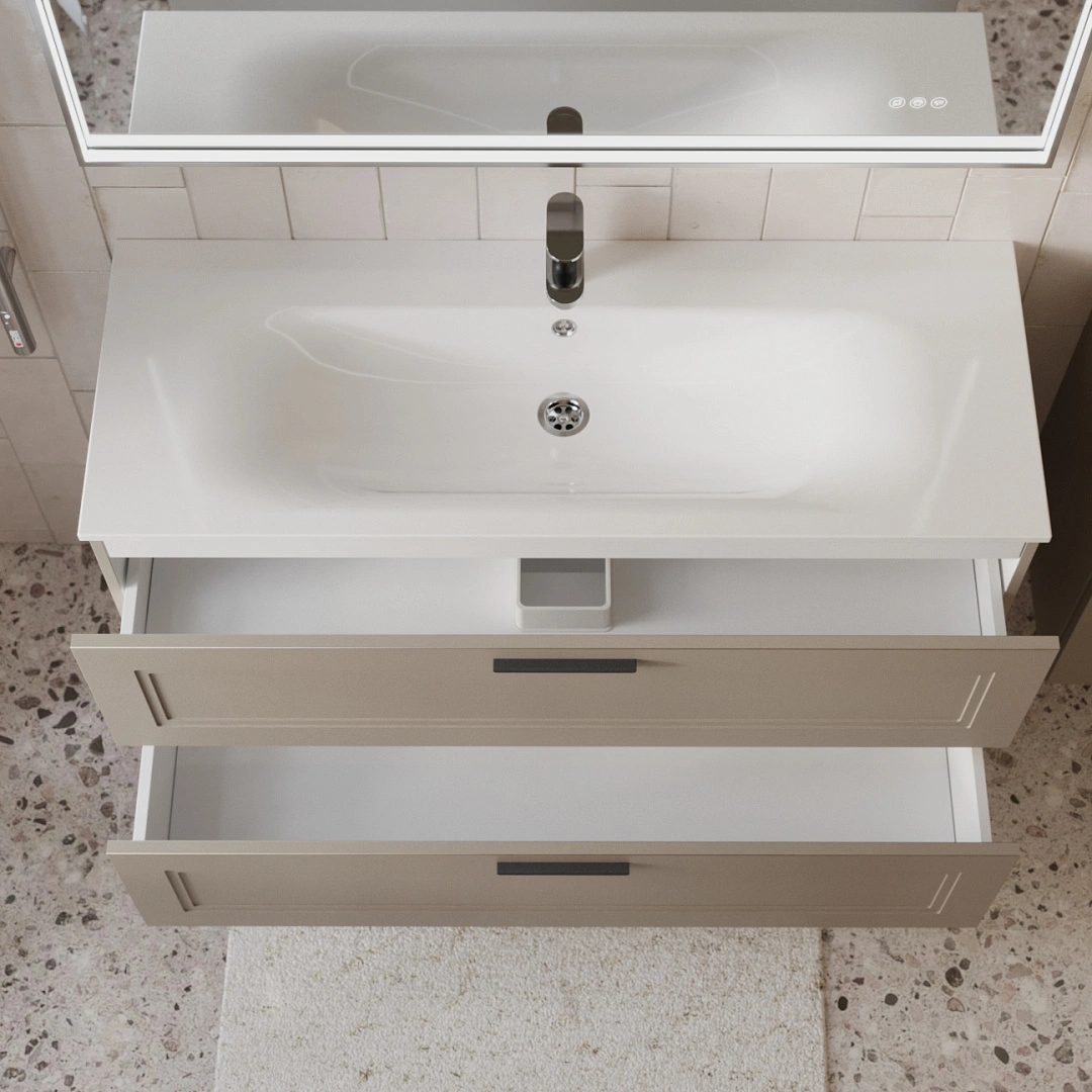 Тумба с раковиной подвесная (120 см) Terminus Classik CLA101202200501O, капучино от магазина Vanna-Vanna.ru!