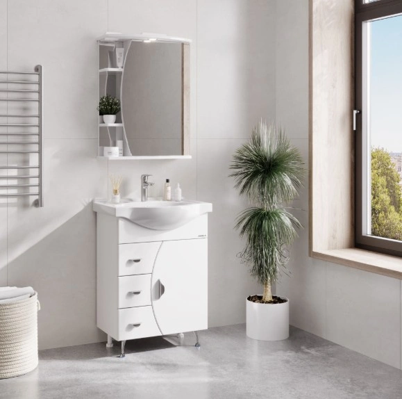 Зеркало-шкаф Onika Луна 55.01 R свет, белый от магазина Vanna-Vanna.ru!