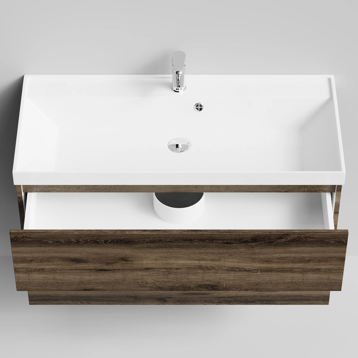 Тумба с раковиной Vod-ok Бест 100  подвесная, Дуб крымский коричневый от магазина Vanna-Vanna.ru!