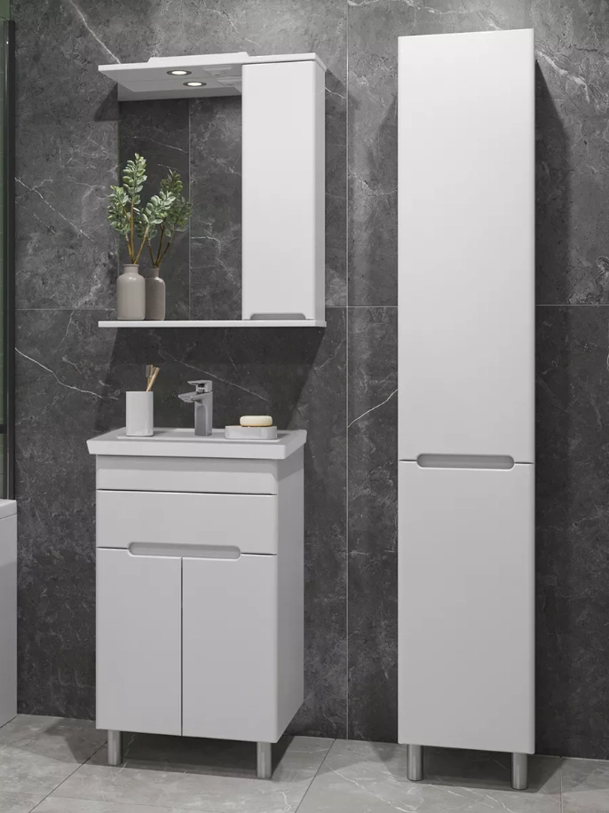 Тумба напольная SanStar Модена 50 с раковиной Moduo 50, белая от магазина Vanna-Vanna.ru!