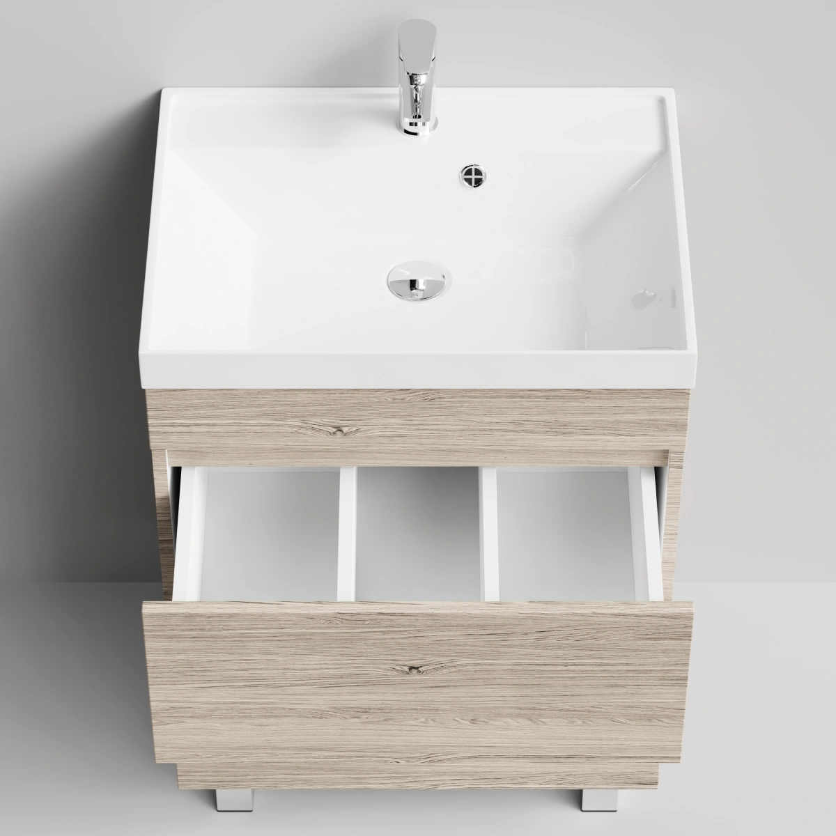 Тумба с раковиной Vod-ok Бест 60  напольная, Дубослив ореховый светлый от магазина Vanna-Vanna.ru!