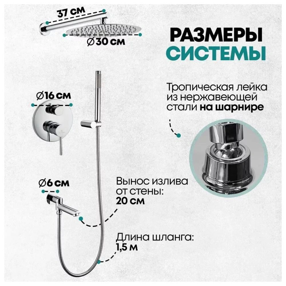 Душевая система встраиваемая Grocenberg GB5099CR-1, хром от магазина Vanna-Vanna.ru!