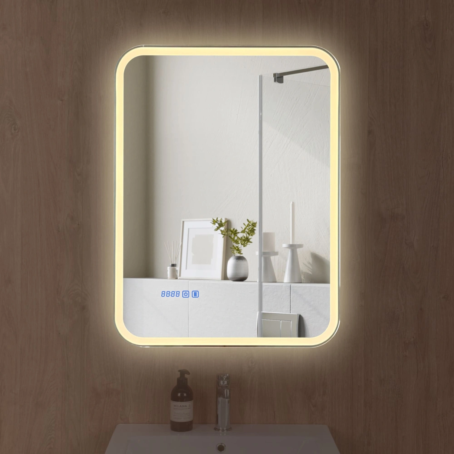 Шкаф зеркальный Alavann "Cosmetic Light 60" смена цвета, антизапотеватель, часы от магазина Vanna-Vanna.ru!