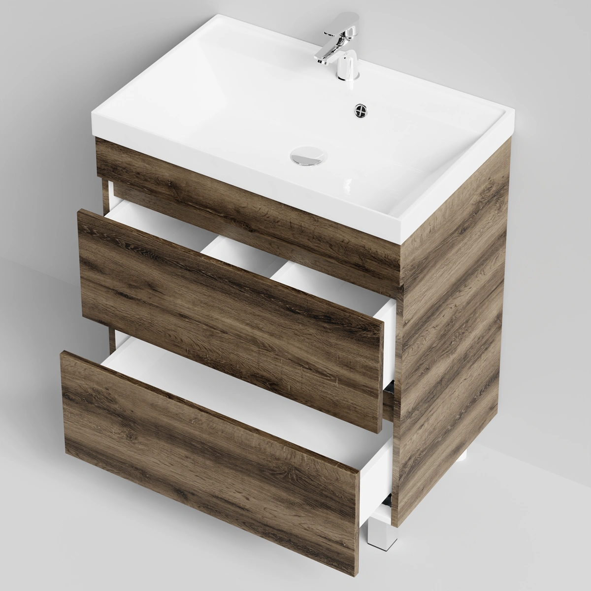 Тумба с раковиной Vod-ok Бест 70  напольная, Дуб крымский коричневый от магазина Vanna-Vanna.ru!