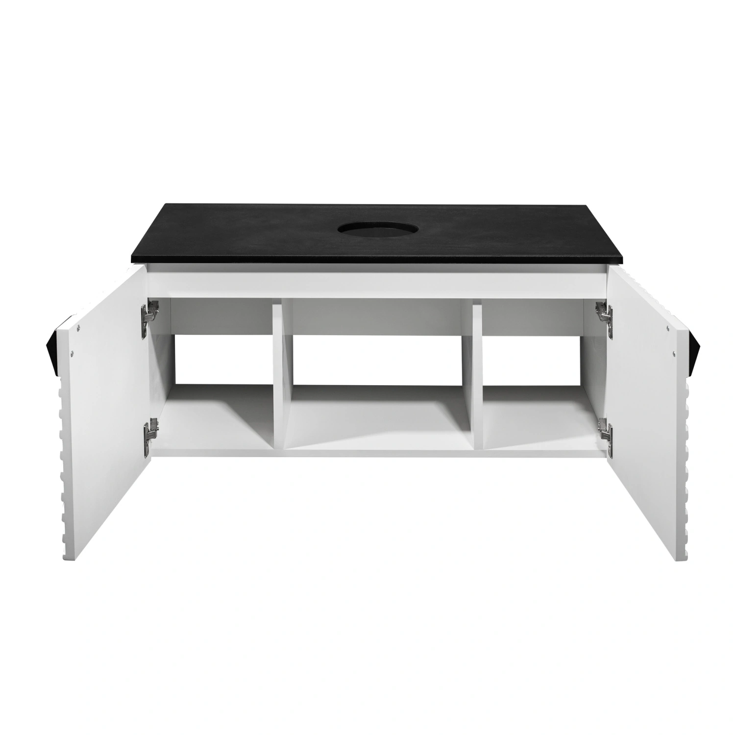 Тумба подвесная Runo Андорра 85 под накладную раковину, белый матовый/чёрный от магазина Vanna-Vanna.ru!