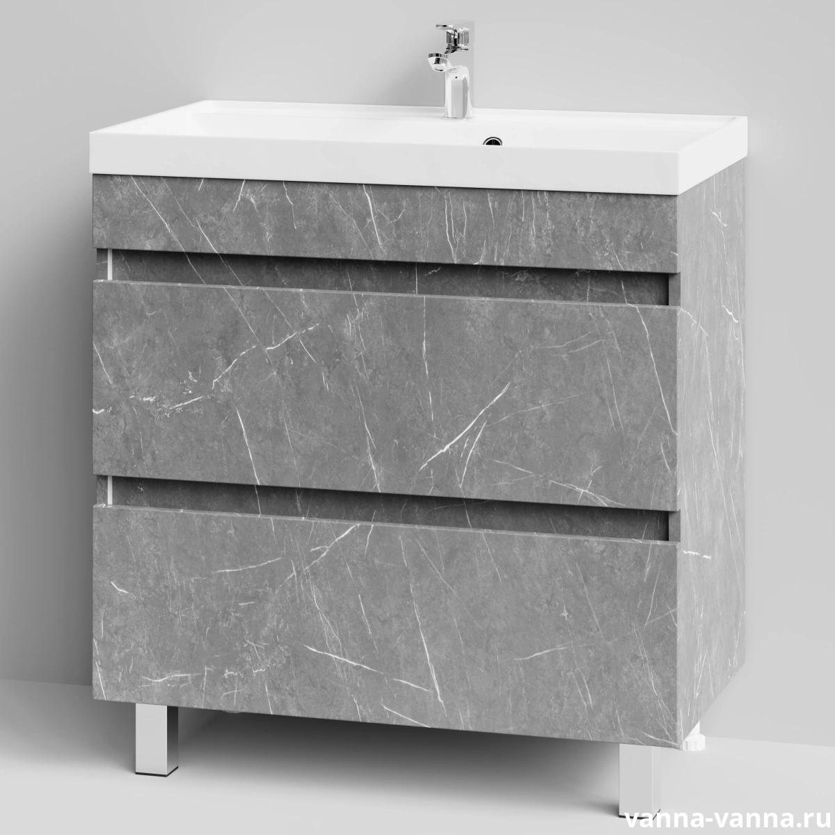 Тумба с раковиной Vod-ok Бест 80  напольная, Мрамор Серый софт тач от магазина Vanna-Vanna.ru!