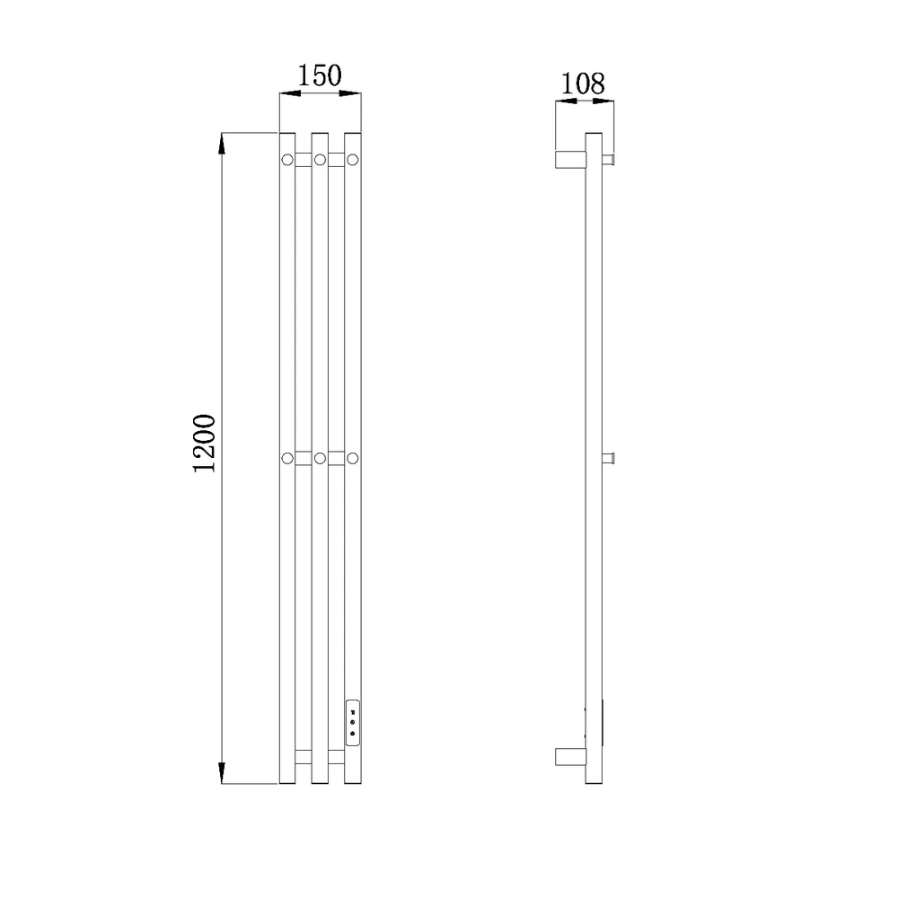 Полотенцесушитель электрический RAGLO R350.17.05 сенсорный с терморегулятором, сатин от магазина Vanna-Vanna.ru!