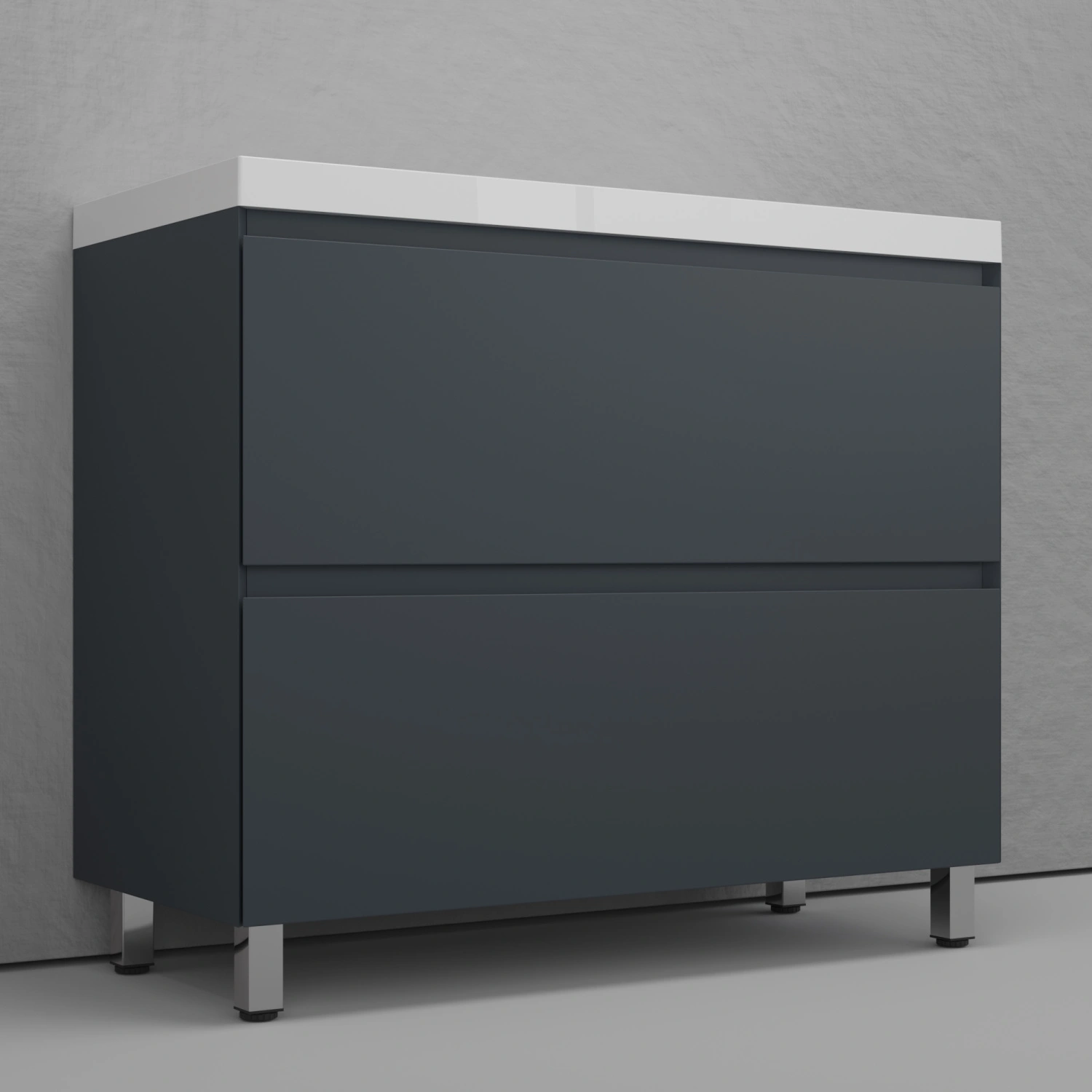 Тумба напольная Style Line Манхэттен 100 Эмаль, с раковиной Asti 100 белый, графит от магазина Vanna-Vanna.ru!