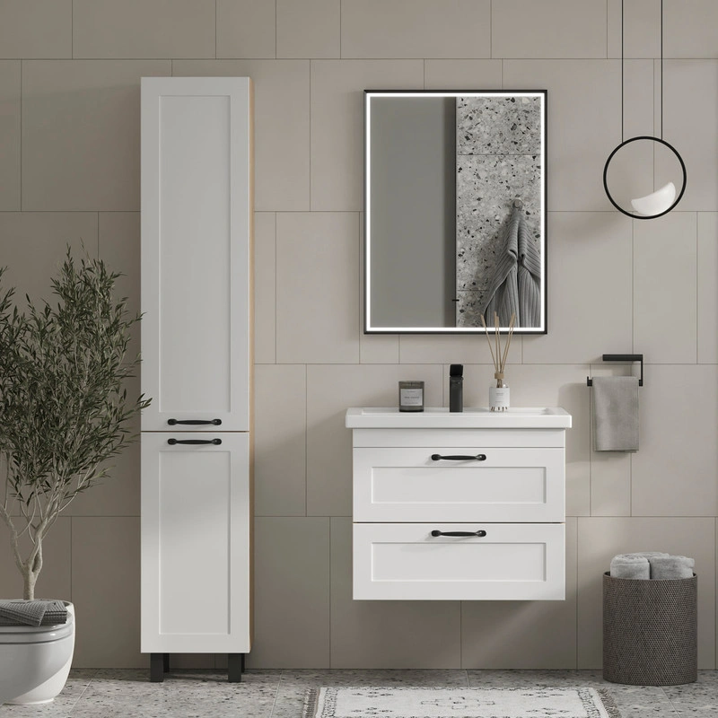 Тумба с раковиной EQUIL Lago 70 подвесная, 2 ящика, белый/дуб сонома от магазина Vanna-Vanna.ru!