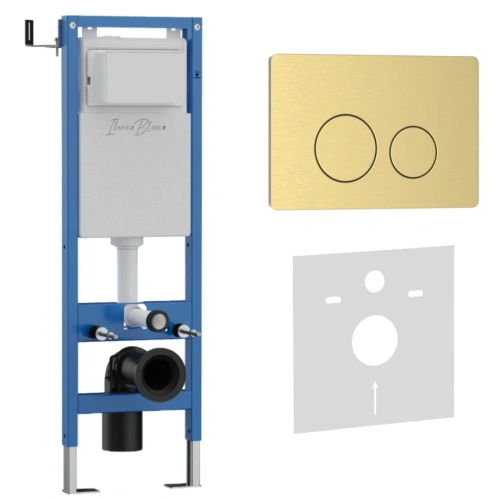 Комплект 2в1 IBERICA BLANCA инсталляция SILENCIO MINI, кнопка смыва INOX-O золото матовое (IB.001M.815) от магазина Vanna-Vanna.ru!